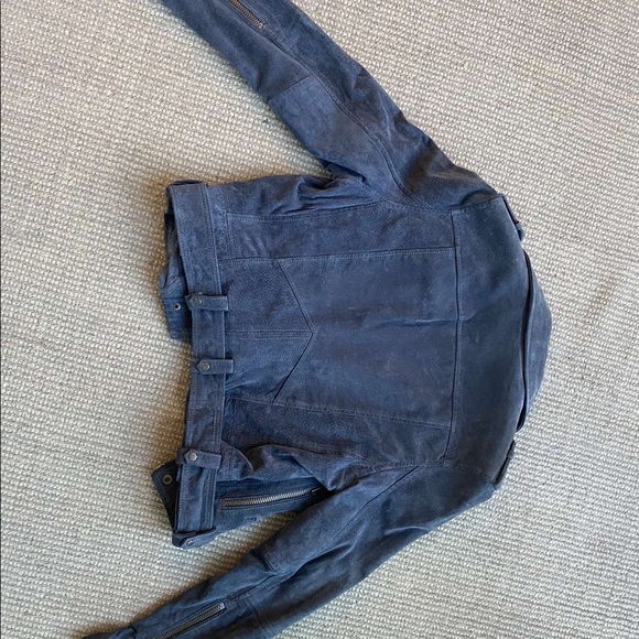 Blue Suede Biker Jacket - Picture 3 of 5